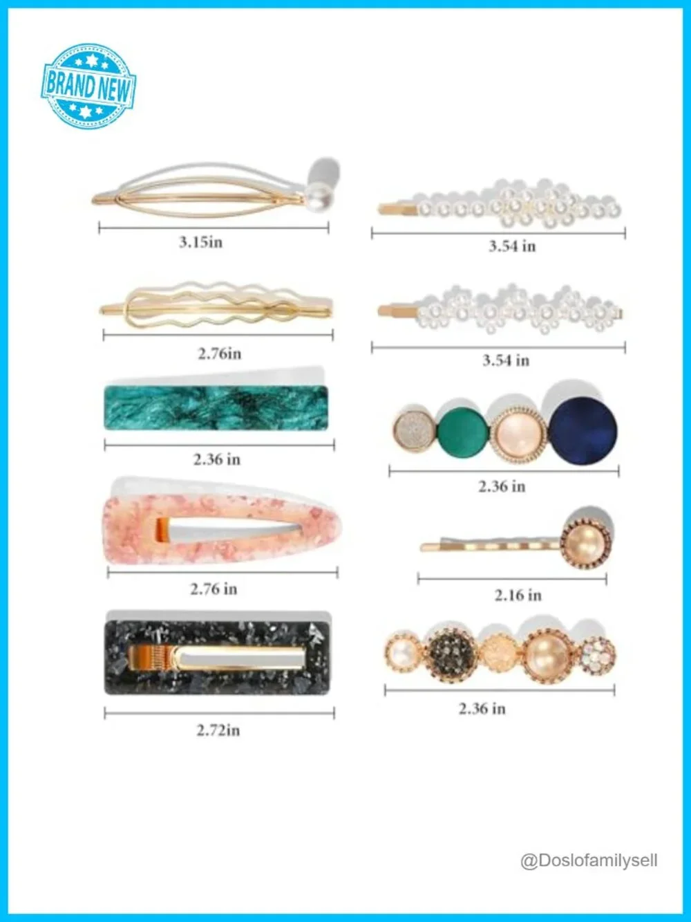 20pc Pearl Acrylic Hair Clips Set - Macaron Barrettes Bobby Pins Hair